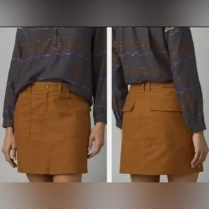 Prana Nikit A-Line Brown Skirt Organic Cotton Canvas Cargo Moleskin Womens‎ Sz 4